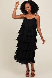 Black Tiered Midi Dress