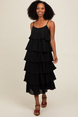 Black Tiered Midi Dress