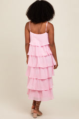 Light Pink Tiered Midi Dress