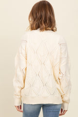 Ivory Textured Button Up Sweater Cardigan