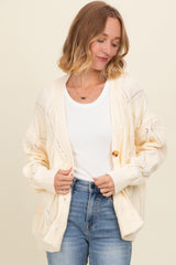 Ivory Textured Button Up Sweater Maternity Cardigan