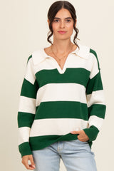 Hunter Green Wide Stripe Polo Sweater