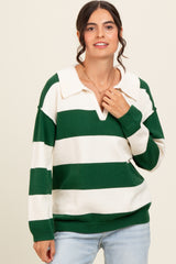 Hunter Green Wide Stripe Polo Sweater