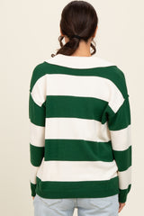 Hunter Green Wide Stripe Polo Sweater