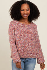 Rust Multi-Colored Maternity Sweater