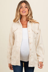 Ivory Plaid Textured Maternity Shirt Jacket