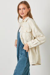 Ivory Plaid Textured Shirt Jacket