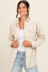 Ivory Plaid Textured Shirt Jacket