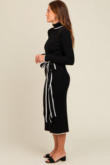 Black Contrast Trim Turtleneck Sweater Dress