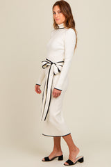 Ivory Contrast Trim Turtleneck Sweater Dress