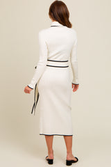 Ivory Contrast Trim Turtleneck Sweater Dress