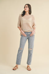 Beige Open Knit Sweater Top