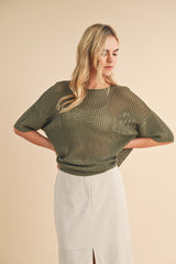 Olive Open Knit Maternity Sweater Top