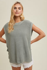 Olive Chunky Knit Side Tie Maternity Sweater Top