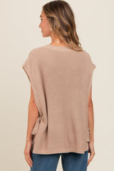 Mocha Chunky Knit Side Tie Sweater Top