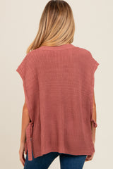 Rust Chunky Knit Side Tie Maternity Sweater Top