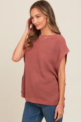 Rust Chunky Knit Side Tie Maternity Sweater Top