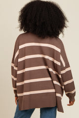 Beige Striped Knit Dolman Sleeve Top