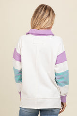 Lavender Colorblock Stripe Polo Sweatshirt