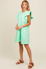 Mint Green Embroidered Ruffle Sleeve Maternity Dress