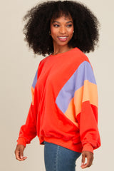 Coral Colorblock Dolman Sleeve Maternity Sweatshirt