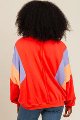 Coral Colorblock Dolman Sleeve Sweatshirt