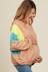 Mocha Colorblock Dolman Sleeve Maternity Sweatshirt