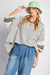 Grey Mixed Print Dolman Sleeve Maternity Top