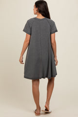 Charcoal Solid T-shirt Mini Dress