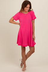 Hot Pink Solid T-shirt Mini Dress