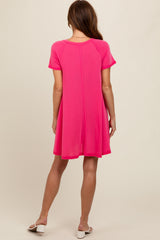 Hot Pink Solid T-shirt Mini Dress