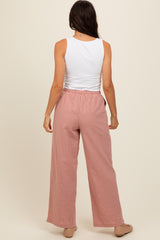 Pink Drawstring Checker Plaid Pants