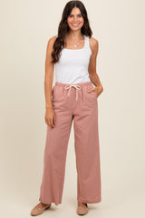 Pink Drawstring Checker Plaid Pants