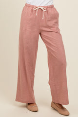 Pink Drawstring Checker Plaid Pants