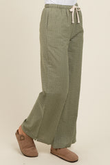 Olive Drawstring Checker Plaid Pants