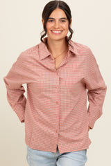 Pink Checker Plaid Button Down Shirt