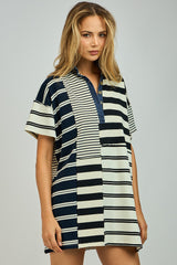 Multi Stripe Collar Mini Dress