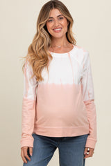 Peach Tie Dye Maternity Long Sleeve Pullover