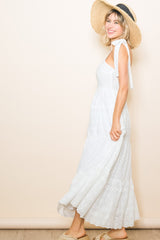 White Embroidered Eyelet Lace Maxi Dress