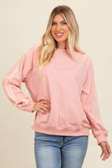 Light Pink Velvet Bow Accent Sweatshirt