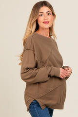 Olive Exposed Seam Dolman Sleeve Maternity Sweatshirt