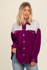 Plum Colorblock Floral Maternity Button Down