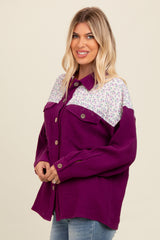 Plum Colorblock Floral Button Down