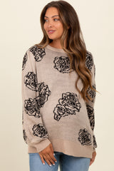 Black Rose Print Maternity Sweater