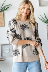 Black Rose Print Maternity Sweater