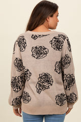 Black Rose Print Maternity Sweater