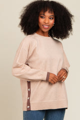 Beige Button Up Side Detail Sweater