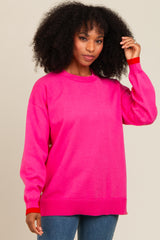 Fuchsia Button Up Side Detail Sweater