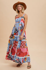 Multicolor Patchwork Floral Maxi Dress