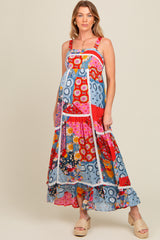 Multicolor Patchwork Floral Maternity Maxi Dress